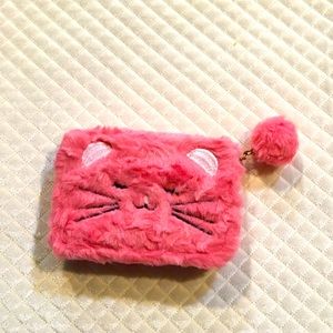 Fluffy pink cat wallet